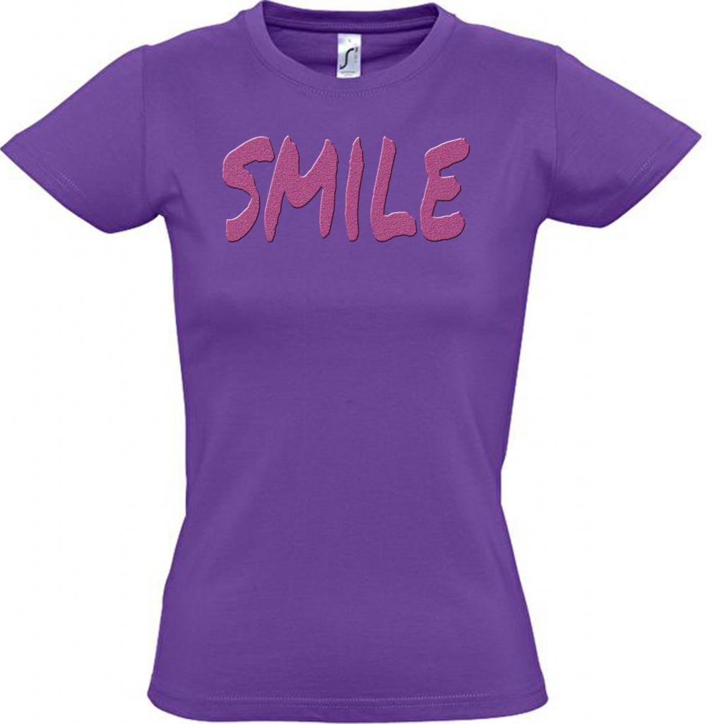 T-shirt coton femme violet Smile